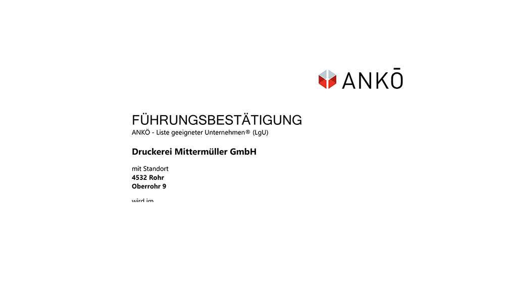 ANKÖ Führungsbestätigung